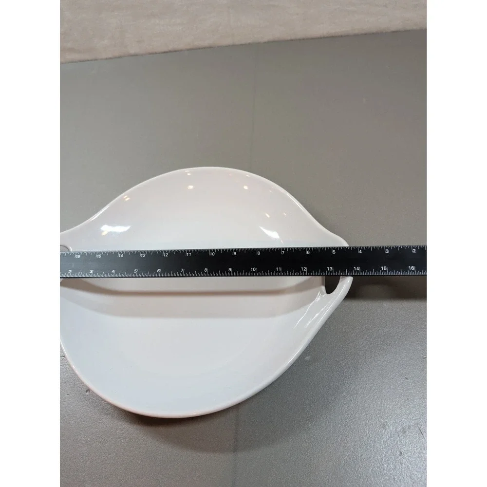 Home Essentials Pure White Ceramic Serving Bowl with Handles 13in Round Platter